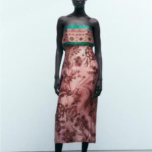 Zara Printed Strapless Dress